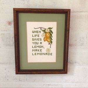 Vintage Handmade Needlepoint “Lemonade”
